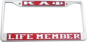 Kappa Alpha/Α Psi Life Member License Plate Frame [Silver Standard Frame - Red/Silver - Car/Truck] - ID#66821