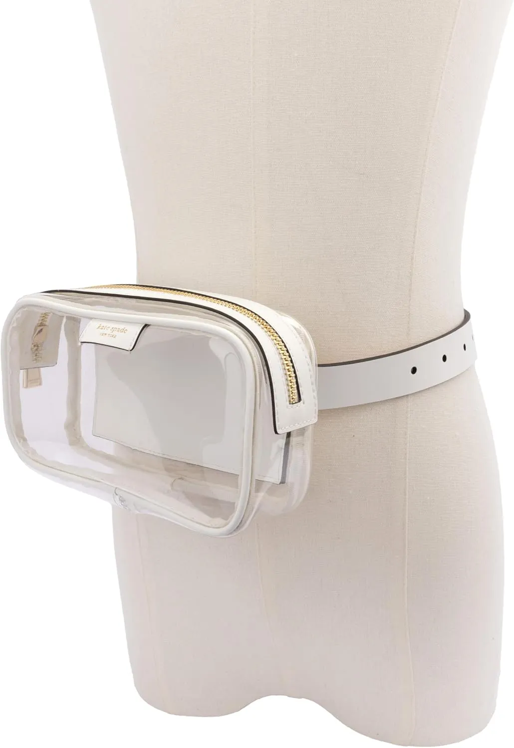 kate spade new york Women's Leather Clear Belt Bag, Removable Zip Pouch for Hands-Free Carrying & Travel