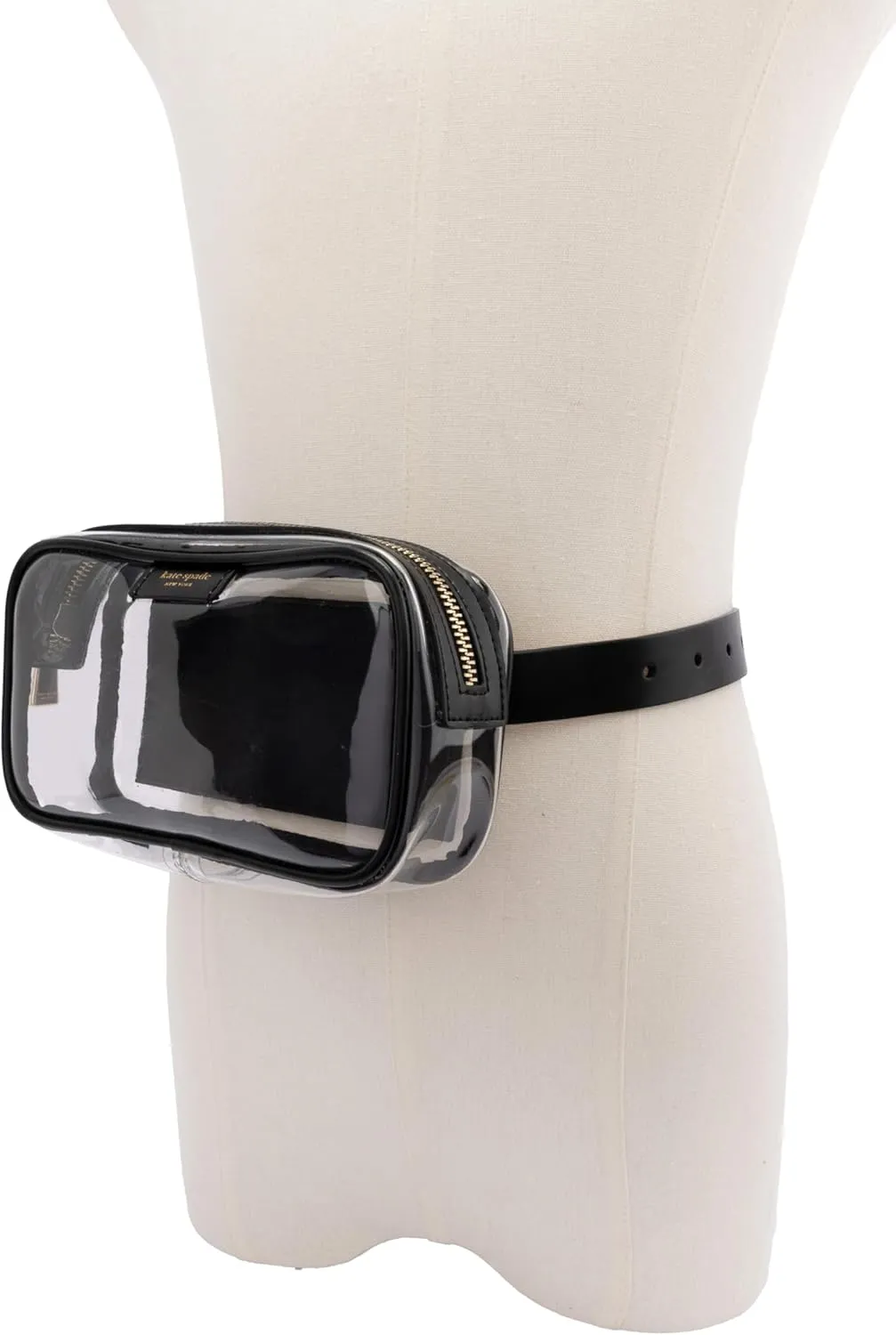 kate spade new york Women's Leather Clear Belt Bag, Removable Zip Pouch for Hands-Free Carrying & Travel