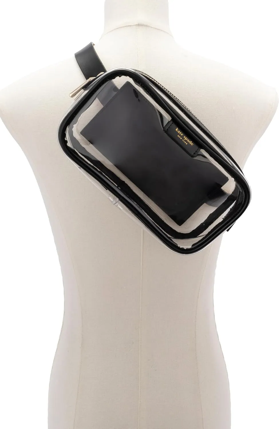 kate spade new york Women's Leather Clear Belt Bag, Removable Zip Pouch for Hands-Free Carrying & Travel