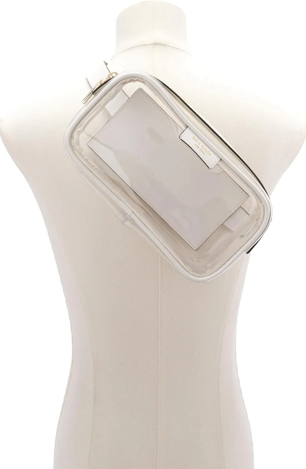 kate spade new york Women's Leather Clear Belt Bag, Removable Zip Pouch for Hands-Free Carrying & Travel