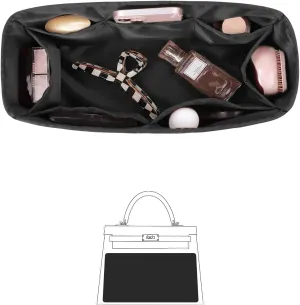 Kelly 25 Bag Insert, Silky Purse Organizers for Inside Purse, Lightweight Shaper Compatible with Hermes Kelly 25 Bag, Multi Color Options(Black, KE 25)