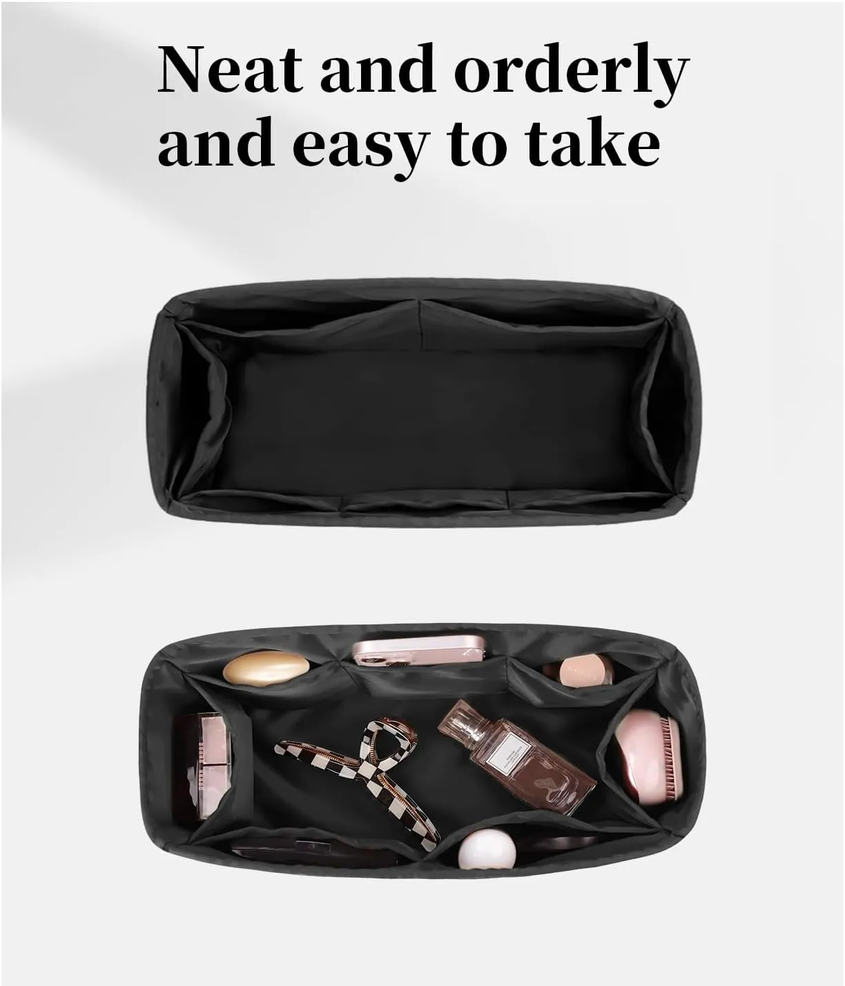 Kelly 25 Bag Insert, Silky Purse Organizers for Inside Purse, Lightweight Shaper Compatible with Hermes Kelly 25 Bag, Multi Color Options(Black, KE 25)