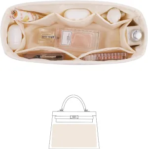 Kelly 25 Bag Insert, Silky Purse Organizers for Inside Purse, Lightweight Shaper Compatible with Hermes Kelly 25 Bag, Multi Color Options(Craie, KE 25)