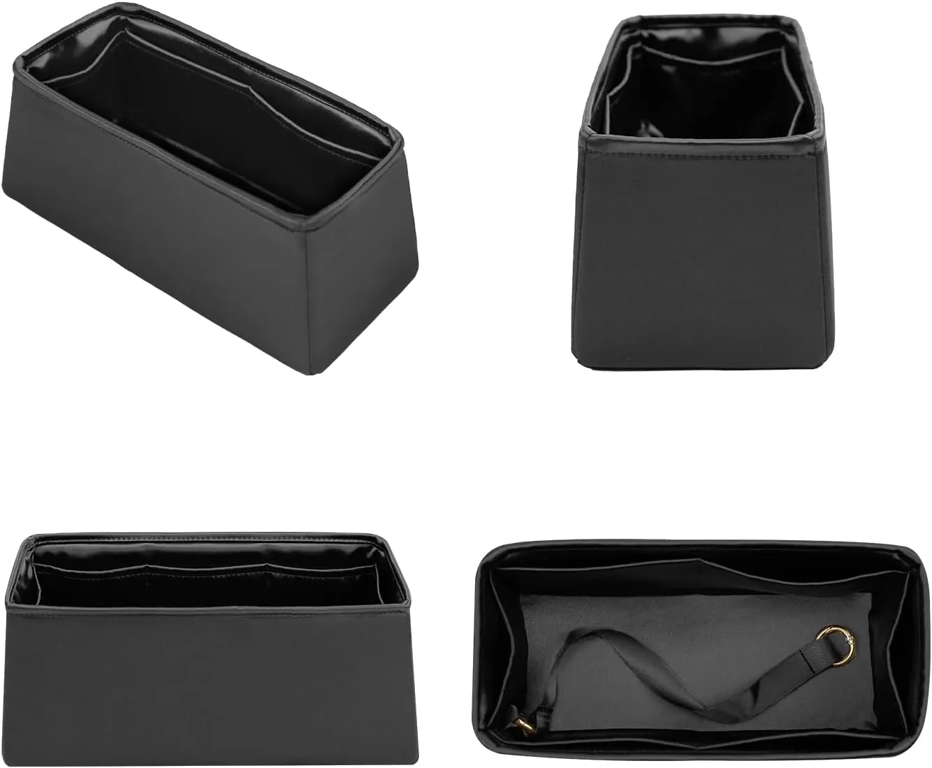 Kelly 32 Insert, Purse Organizer Insert Compatible with Hermes Kelly Bag, Lightweight and Silky Smooth, Bag Insert for Kelly 32 (Black, KL32)