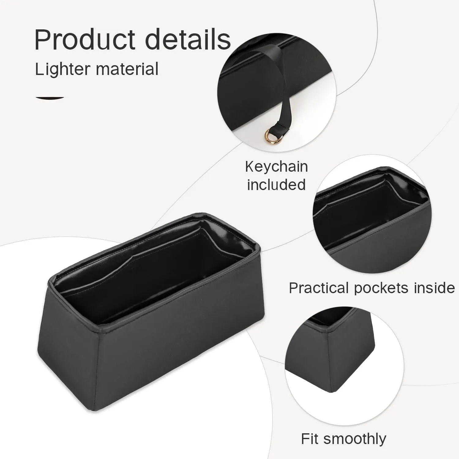 Kelly 32 Insert, Purse Organizer Insert Compatible with Hermes Kelly Bag, Lightweight and Silky Smooth, Bag Insert for Kelly 32 (Black, KL32)