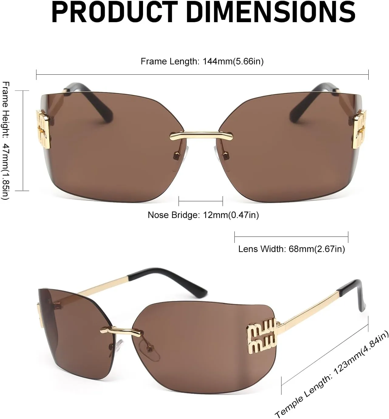 KENBO Futuristic Rimless Y2K Sunglasses for Women Men Fashion Wrap Around Frame Trendy Shield Frameless Design