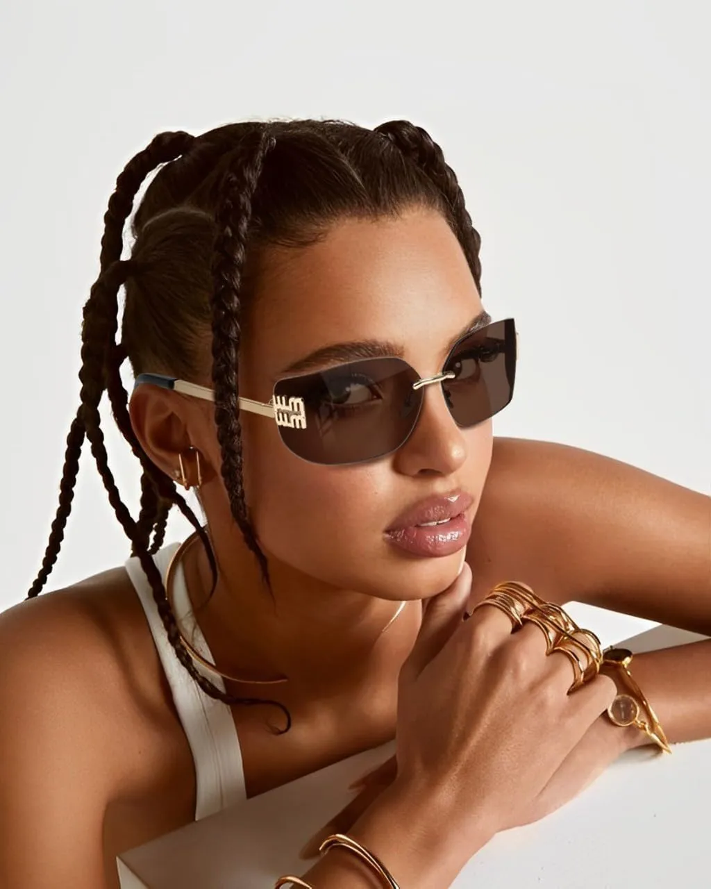 KENBO Futuristic Rimless Y2K Sunglasses for Women Men Fashion Wrap Around Frame Trendy Shield Frameless Design