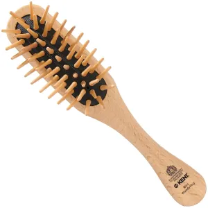 Kent KB MiniWoodyhog Travel Size Detangling Brush - Beech-Wood With Firm Rounded Wooden Bristles - Natural Cushion Detangler for Women, Men and Kids Everyday Hair Care - Made in England
