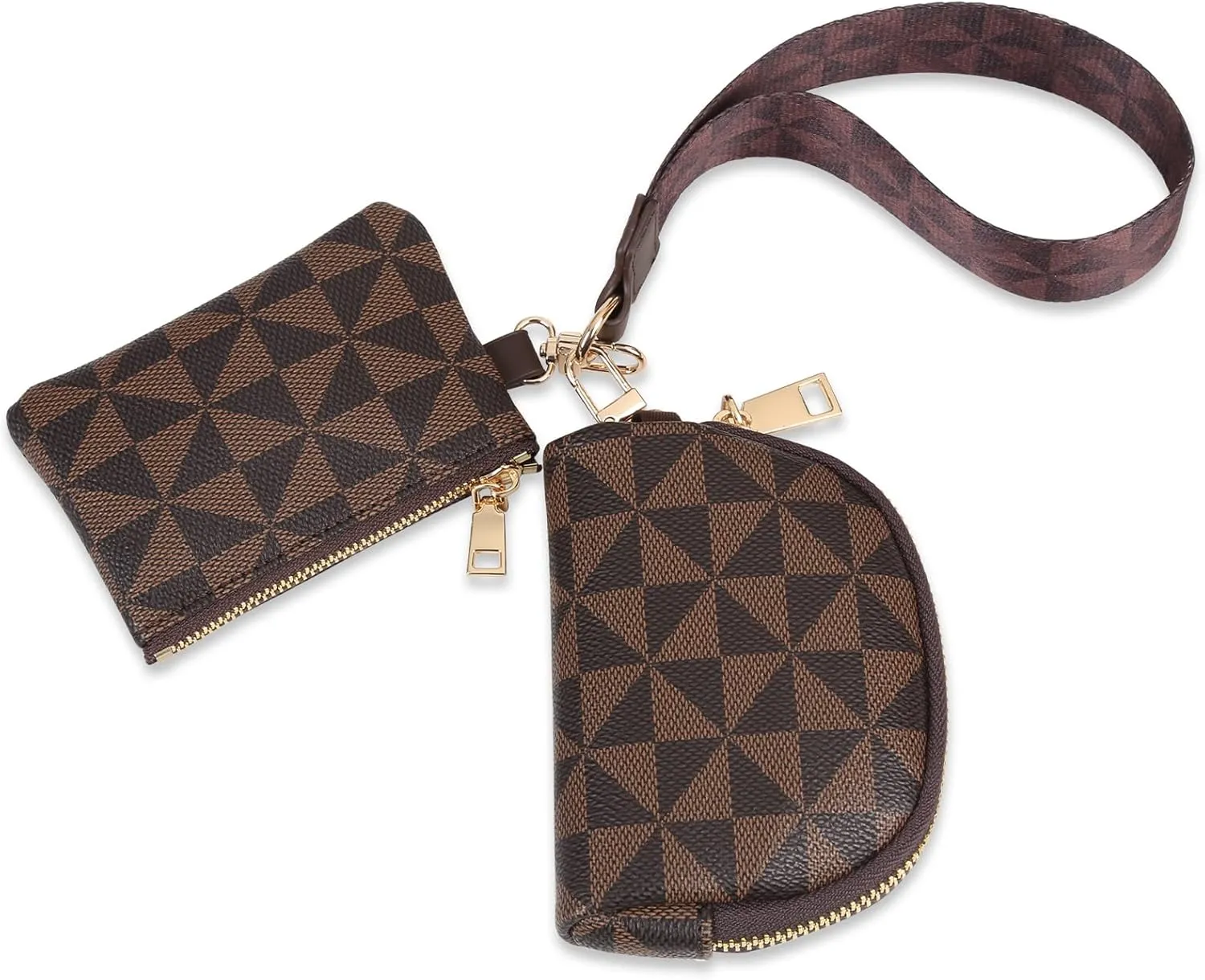 Keychain Wristlet Wallets for Women Leather Coin Purse Dual Pouch Wristlet Credit Card Holder Clutch Purse Wallets Womens Small wristlet wallets