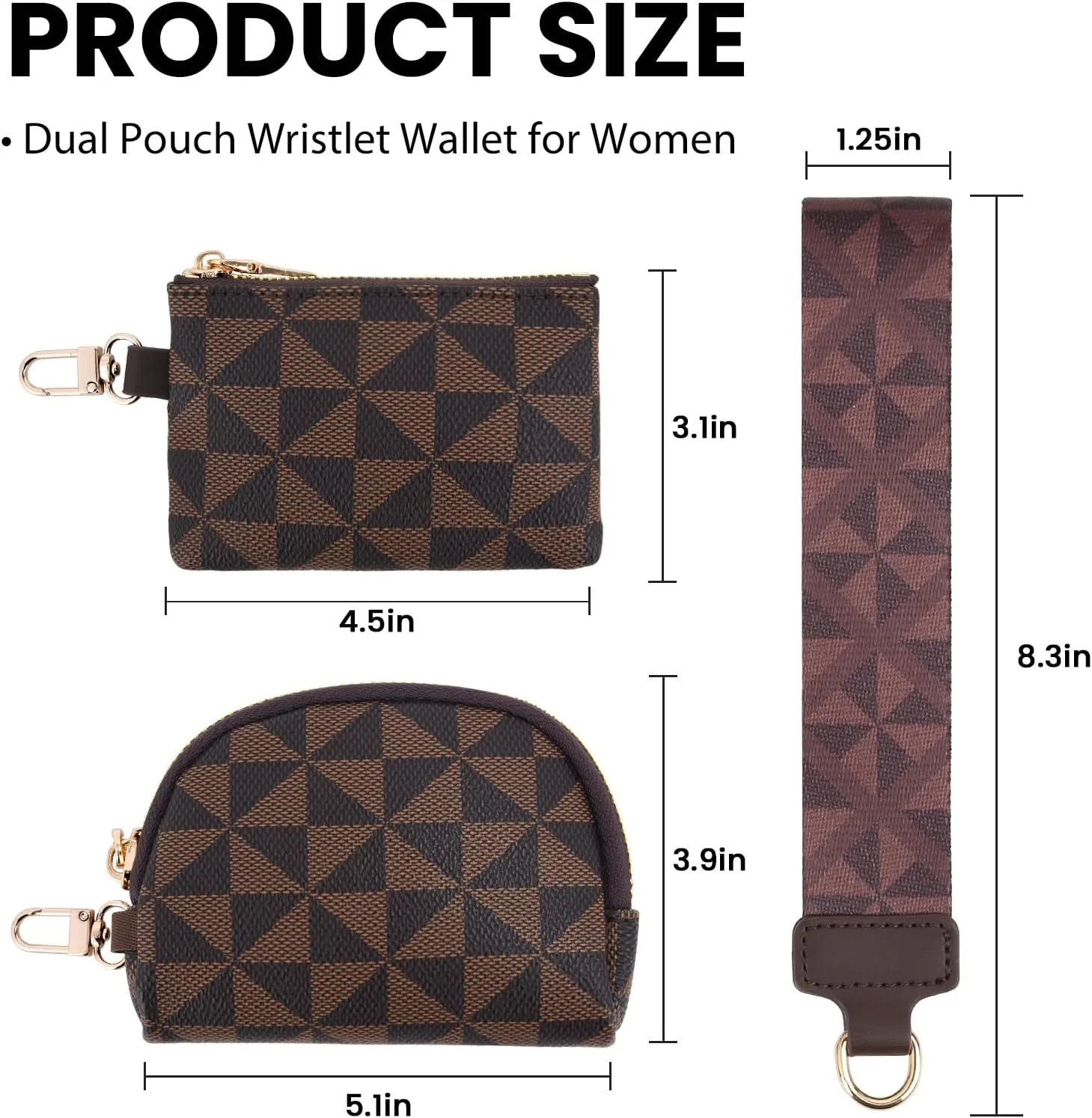 Keychain Wristlet Wallets for Women Leather Coin Purse Dual Pouch Wristlet Credit Card Holder Clutch Purse Wallets Womens Small wristlet wallets