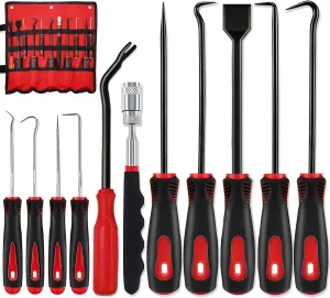 Keze 11Pcs Carbon Steel Precision Pick & Hook Set with Scraper and Magnetic Telescoping Tool Kit for Remove Automotive Electronics Maintenance Hoses Gasket Hand Pick Up Tools