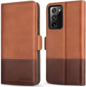 KEZiHOME Note 20 Ultra Case, Genuine Leather [RFID Blocking] Galaxy Note 20 Ultra 5G Wallet Case Credit Card Slot Flip Magnetic Stand Case for Samsung Galaxy Note 20 Ultra 2020 (Khaki/Brown)