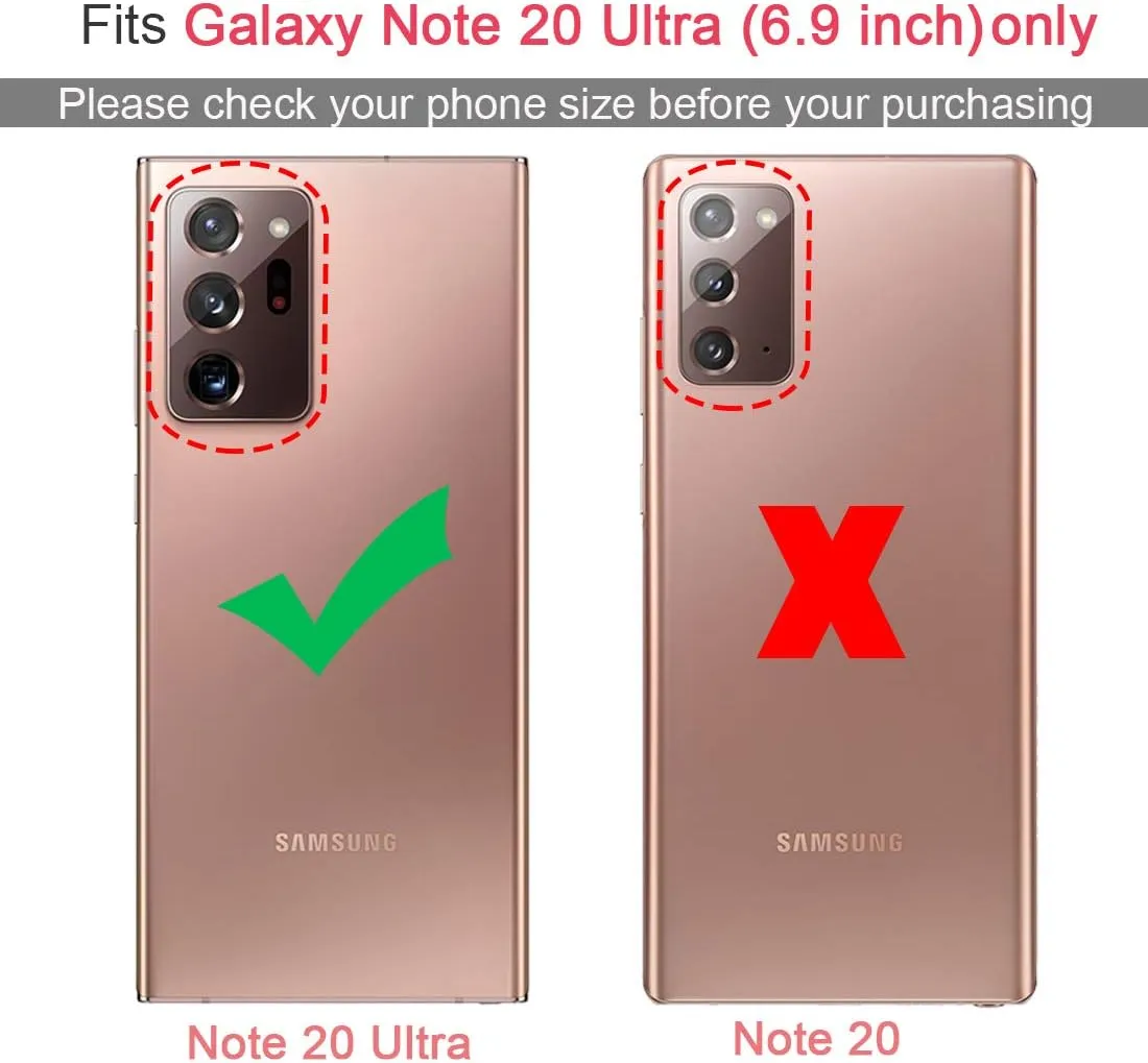 KEZiHOME Note 20 Ultra Case, Genuine Leather [RFID Blocking] Galaxy Note 20 Ultra 5G Wallet Case Credit Card Slot Flip Magnetic Stand Case for Samsung Galaxy Note 20 Ultra 2020 (Khaki/Brown)