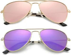 Kids Polarized Aviator Sunglasses for Little Girls Boys Juniors Teenagers, Two Sizes 50MM 52MM