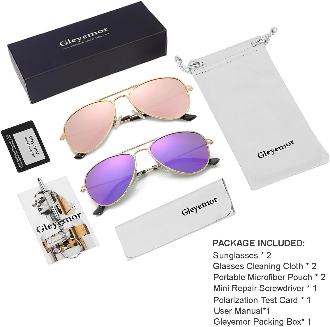 Kids Polarized Aviator Sunglasses for Little Girls Boys Juniors Teenagers, Two Sizes 50MM 52MM