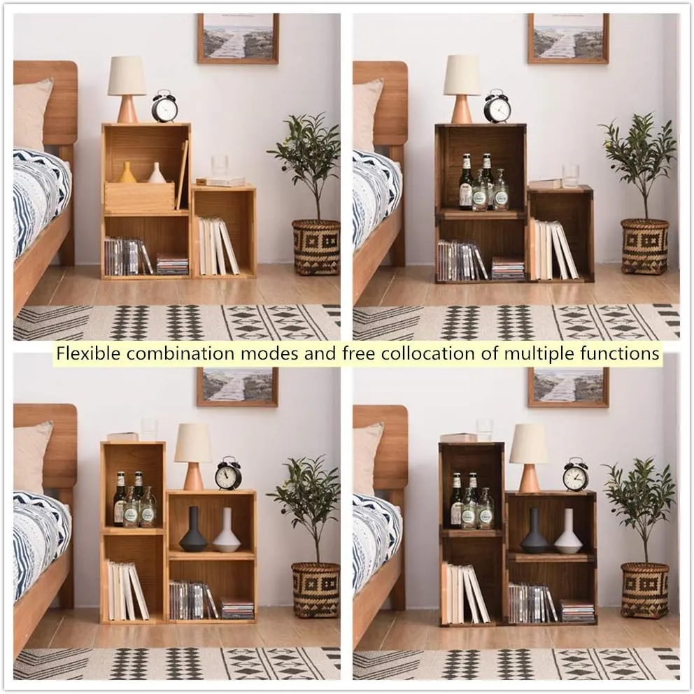 KIRIGEN Stackable Wood Storage Cube/Basket/Bins Organizer for Home Books Clothes Toy Modular Open Cubby Storage System - Office Cubical Bookcase Closet Shelves C26-DBR