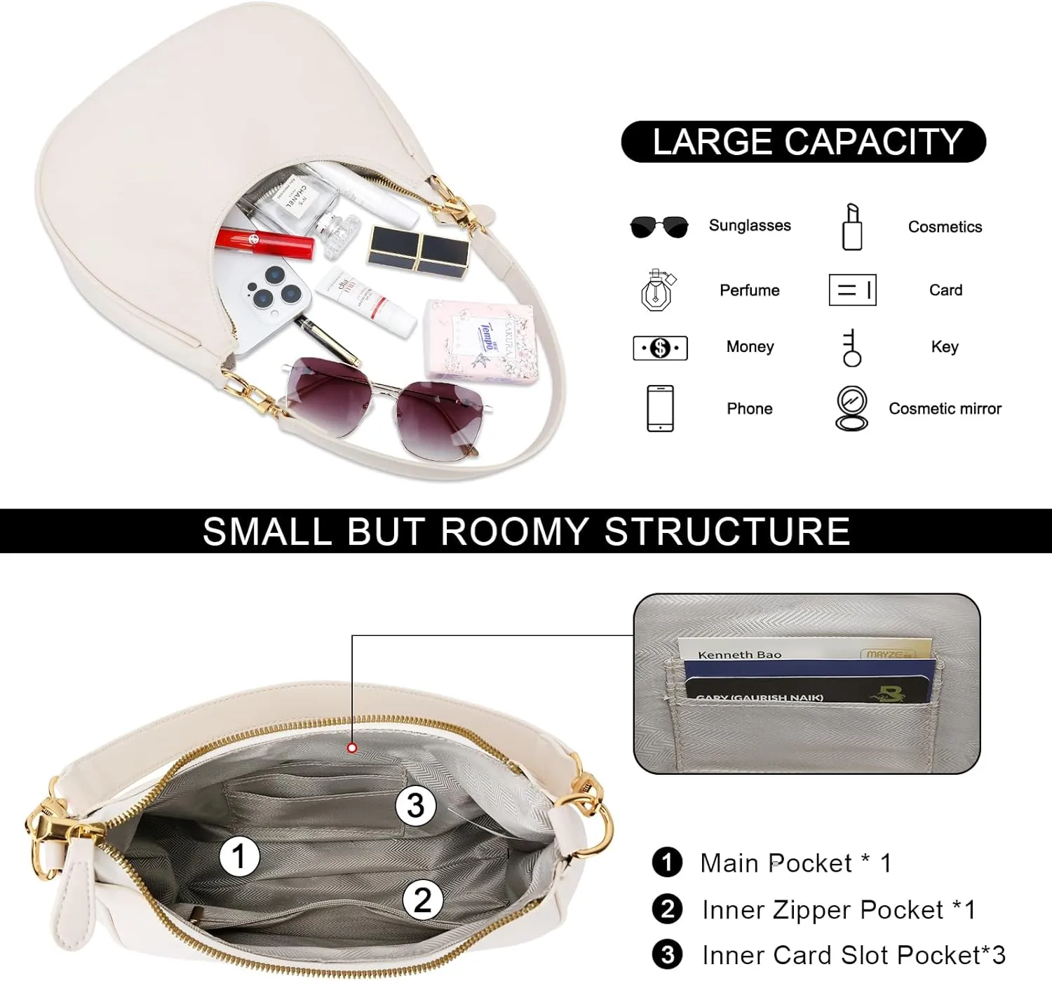 KKXIU Shoulder Bag for Women Small Purse Cute Clutch Hobo Handbag Trendy Crescent Bag