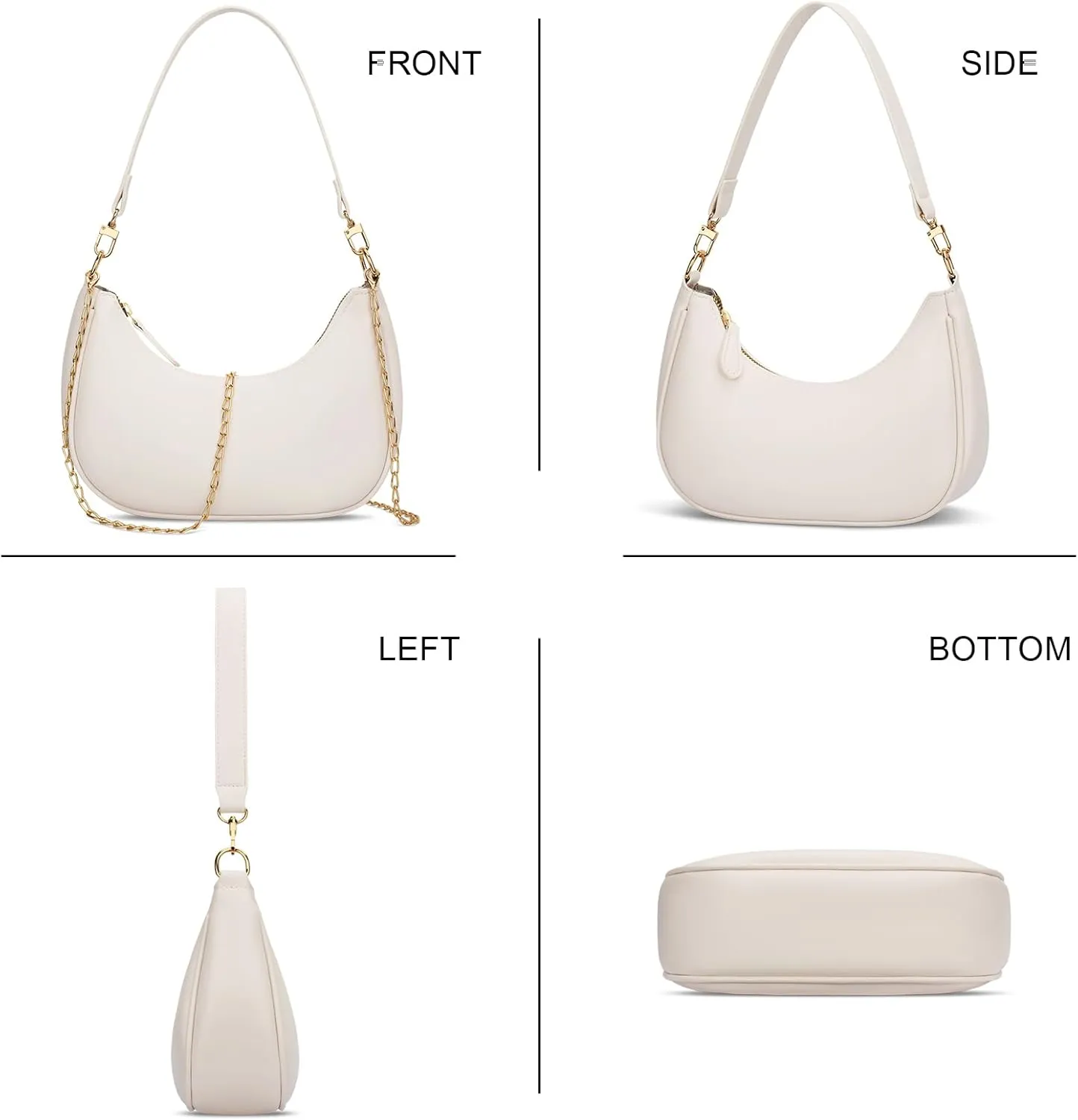 KKXIU Shoulder Bag for Women Small Purse Cute Clutch Hobo Handbag Trendy Crescent Bag