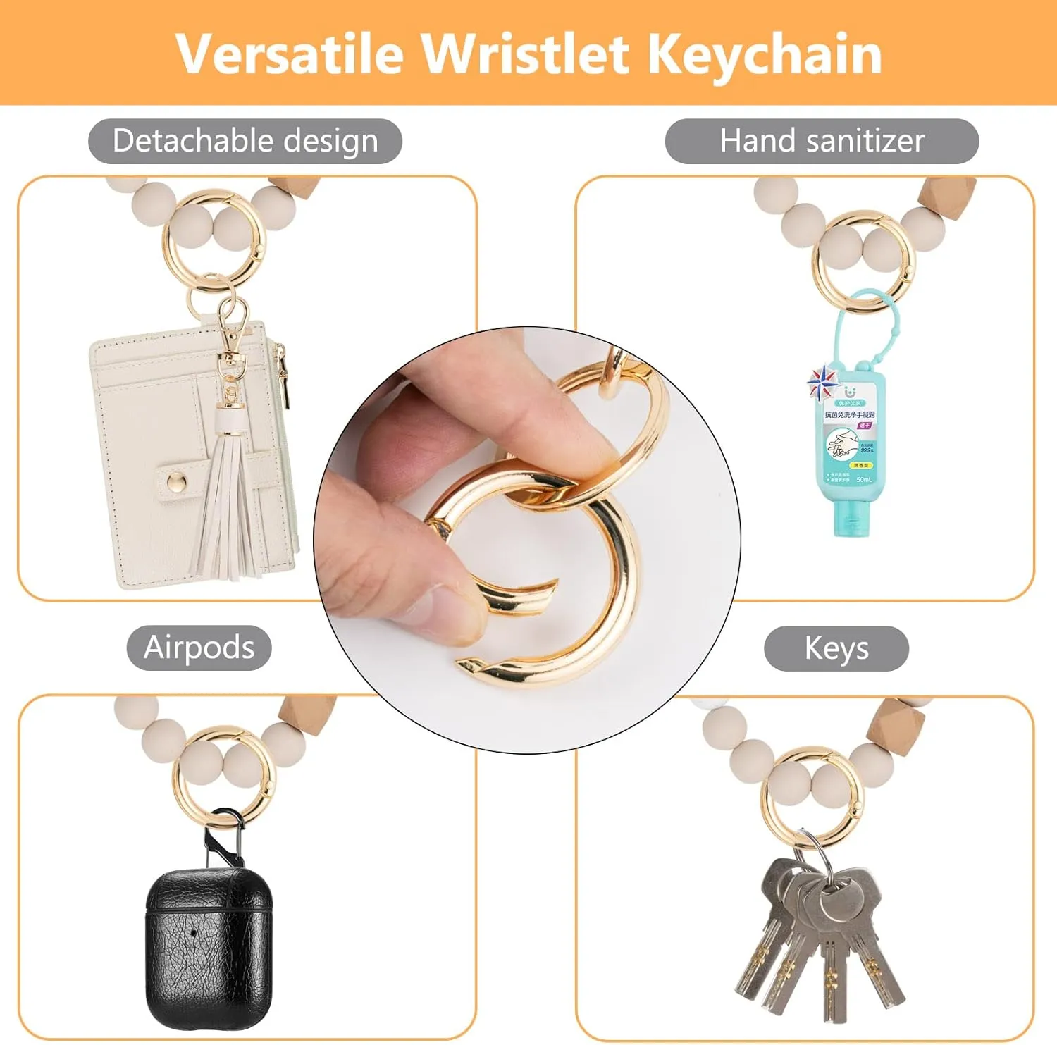 KNGITRYI Wallet Keychain Wristlet for Women,Slim RFID Credit Card Holder Purse Tassel Keychain Bangle Key Ring for Men Women