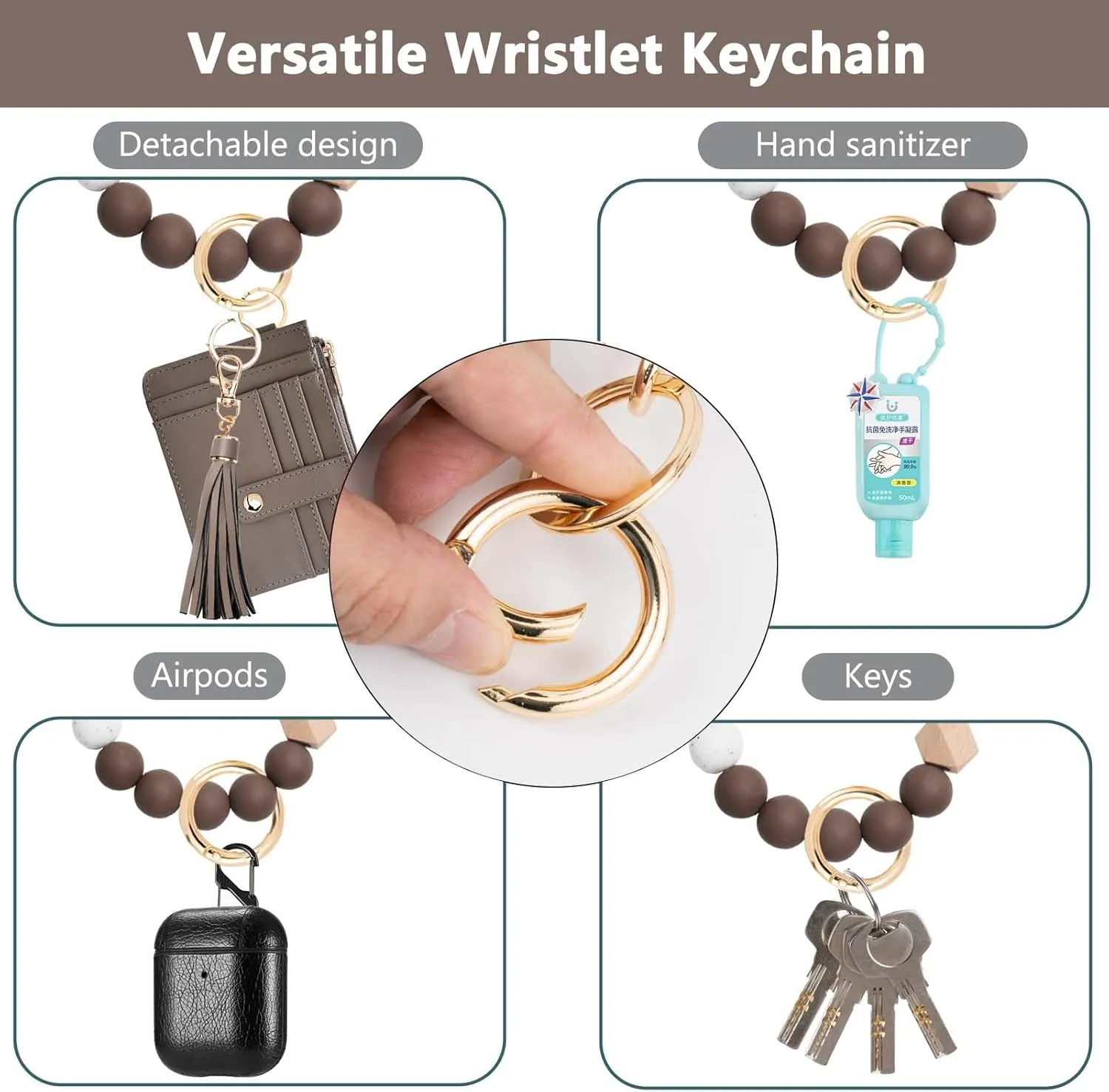 KNGITRYI Wallet Keychain Wristlet for Women,Slim RFID Credit Card Holder Purse Tassel Keychain Bangle Key Ring for Men Women