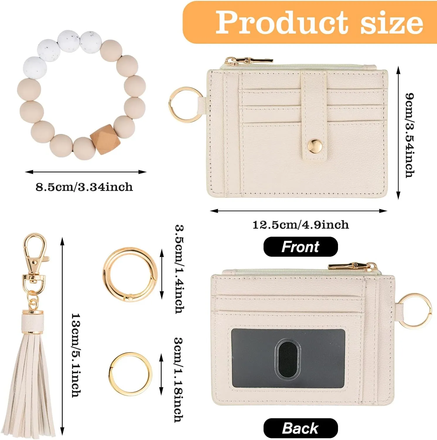 KNGITRYI Wallet Keychain Wristlet for Women,Slim RFID Credit Card Holder Purse Tassel Keychain Bangle Key Ring for Men Women