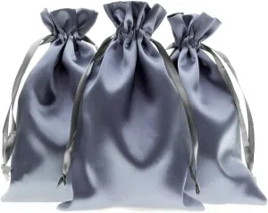 Knitial 3" x 4" Silver Satin Gift Bags, Jewelry Bags, Wedding Favor Drawstring Bags Baby Shower Christmas Gift Bags 50 per Pack