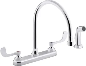 KOHLER 1.5 gpm kitchen sink faucet with 9-5/16" gooseneck spout, matching finish sidespray, aerated flow and wristblade handles
