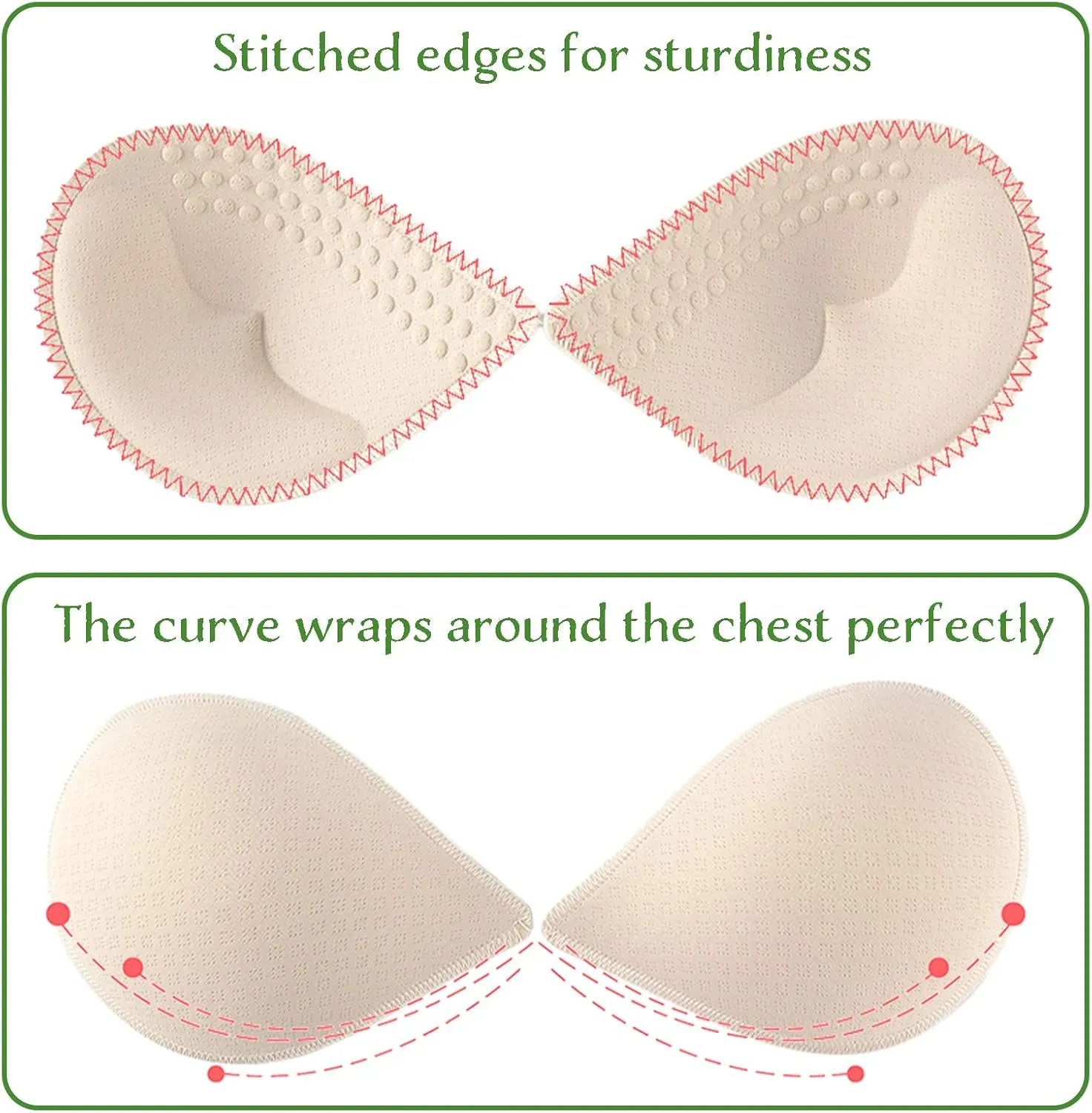 KOOAAICCHI Bra Pads Inserts, Latex Bras Inserts Removable for Women's Sports Cups Bra or Swimsuit Insert