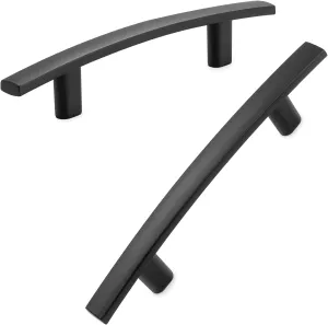 KOOFIZO Solid Curved Bar Cabinet Pull - Black Furniture Arch Handle, 3 Inch/76mm Screw Hole Center, 10-Pack for Kitchen Cupboard Door, Bedroom Dresser Drawer, Bathroom Wardrobe Hardware