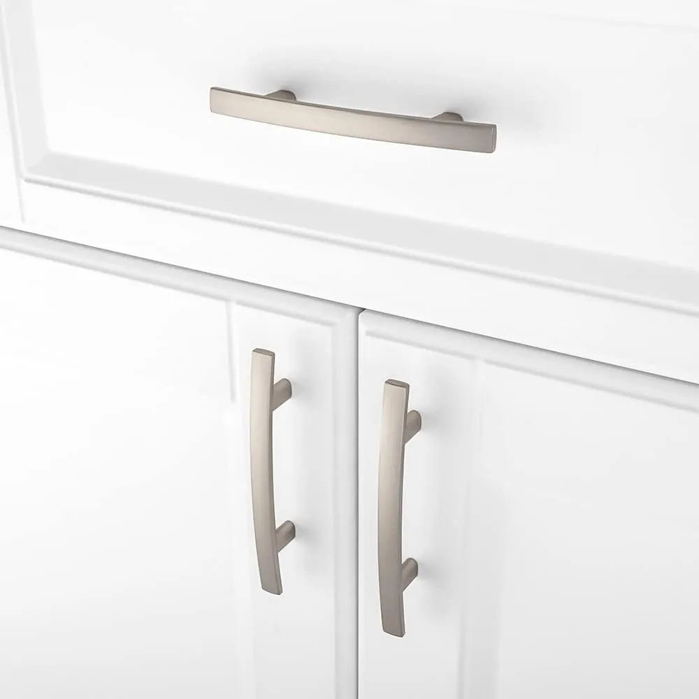 KOOFIZO Solid Curved Bar Cabinet Pull - Brushed Nickel Furniture Arch Handle, 3 Inch/76mm Screw Hole Center, 10-Pack for Kitchen Cupboard Door, Bedroom Dresser Drawer, Bathroom Wardrobe Hardware