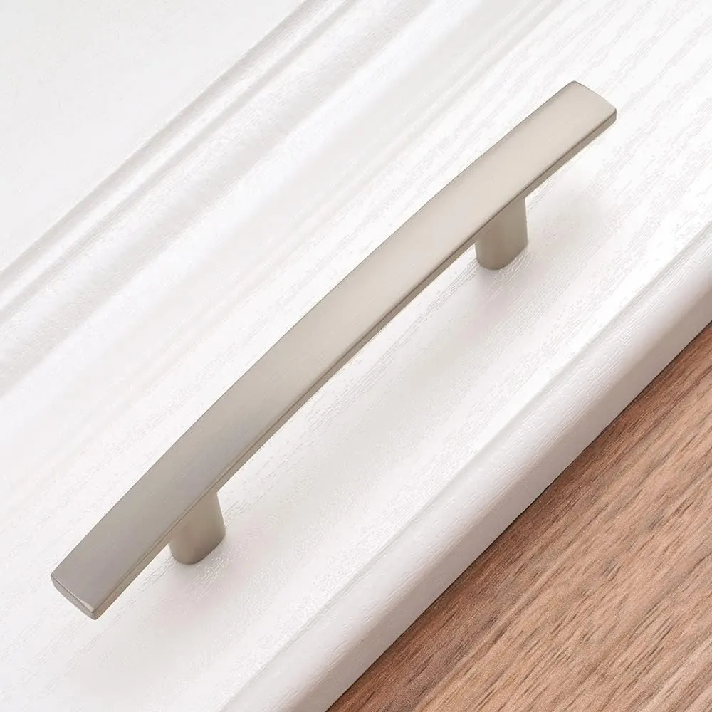 KOOFIZO Solid Curved Bar Cabinet Pull - Brushed Nickel Furniture Arch Handle, 3 Inch/76mm Screw Hole Center, 10-Pack for Kitchen Cupboard Door, Bedroom Dresser Drawer, Bathroom Wardrobe Hardware