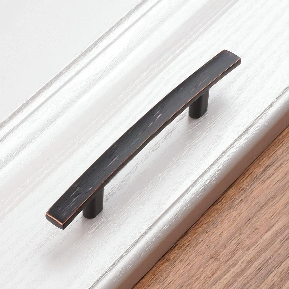 KOOFIZO Solid Curved Bar Cabinet Pull – Oil Rubbed Bronze Furniture Arch Handle, 3 Inch/76mm Screw Hole Center, 10-Pack for Kitchen Cupboard Door, Bedroom Dresser Drawer, Bathroom Wardrobe Hardware
