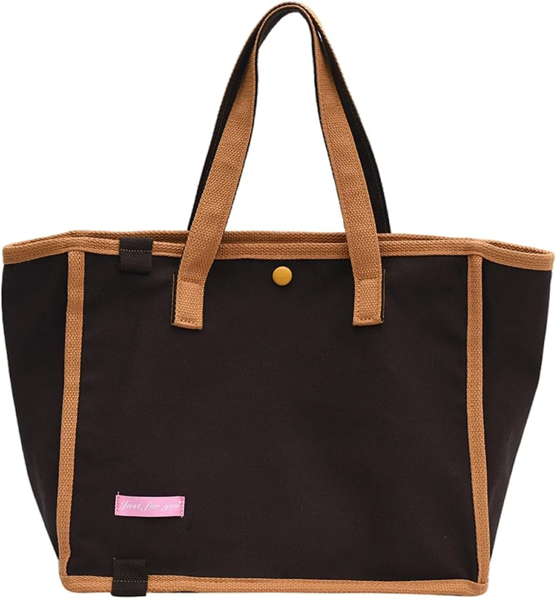 Korean version women's canvas handbag, women's casual and artistic contrasting canvas shopping bag, shoulder bag