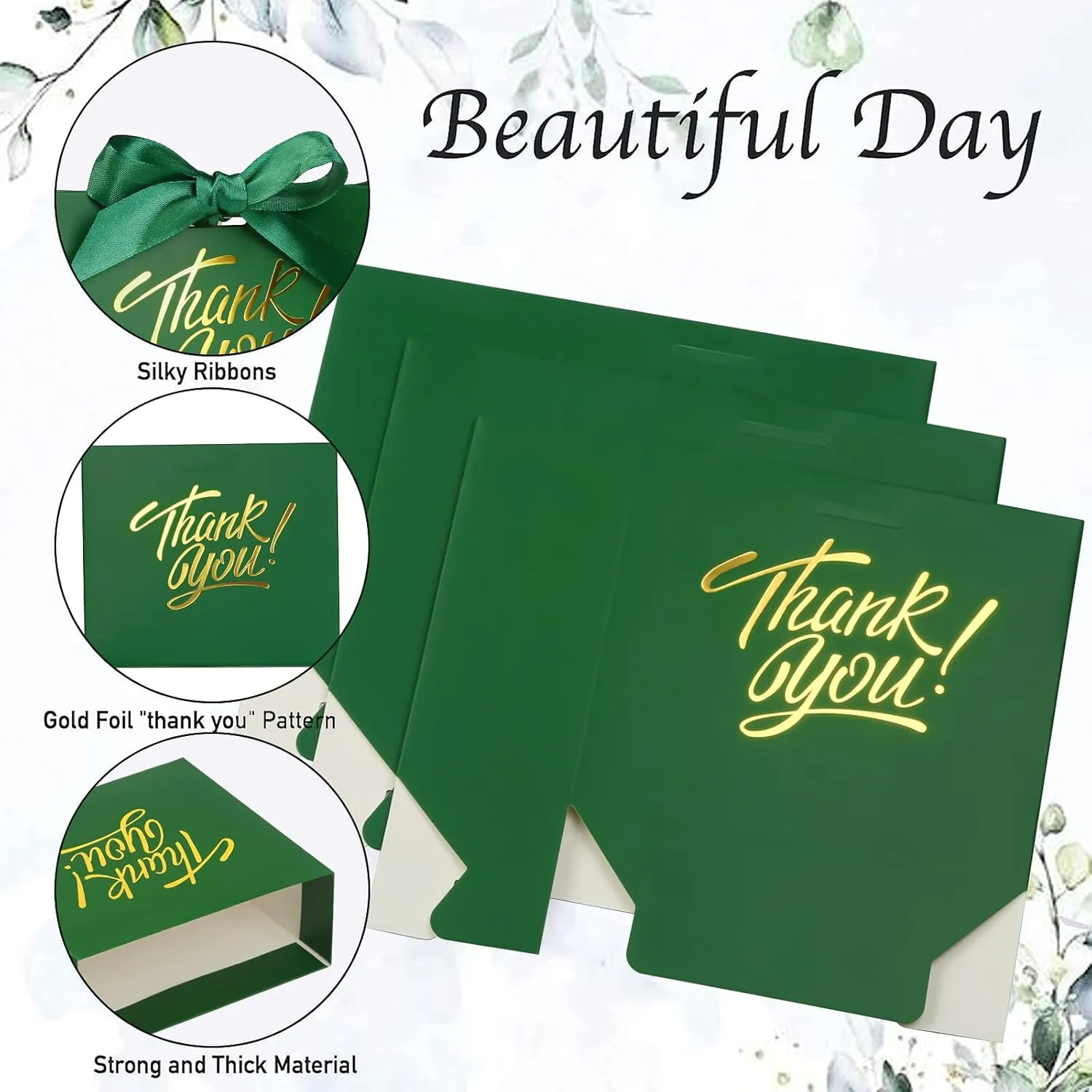 KPOSIYA Small Gift Bags, 100 Pack Small Thank You Bags 4.5x1.8x3.9 Inches Party Favor Bag Green Paper Candy Boxes with Bow Ribbon,Mini Gift Boxes for Wedding Baby Shower Birthday Bridal Business Party Supplies (Green)