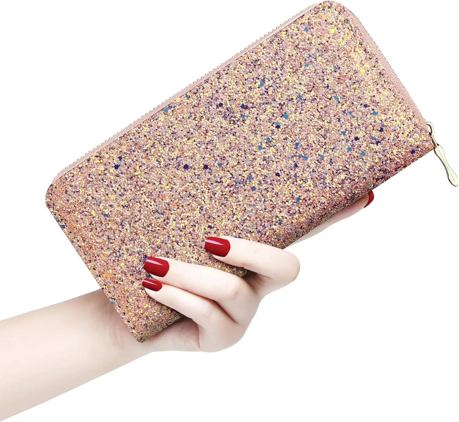 KUKOO Glitter Wallet for Women Shiny Long Phone Clutch Purse Ladies Card Holder