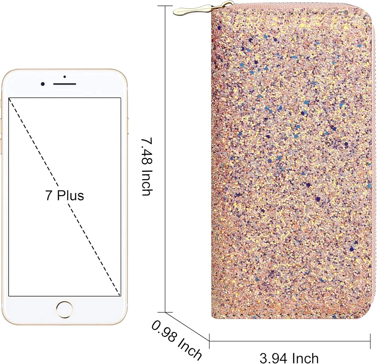 KUKOO Glitter Wallet for Women Shiny Long Phone Clutch Purse Ladies Card Holder