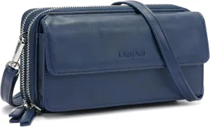 Lanyani RFID Crossbody Wallet Wristlet Purse with Phone Pocket For Women Vegan Leather