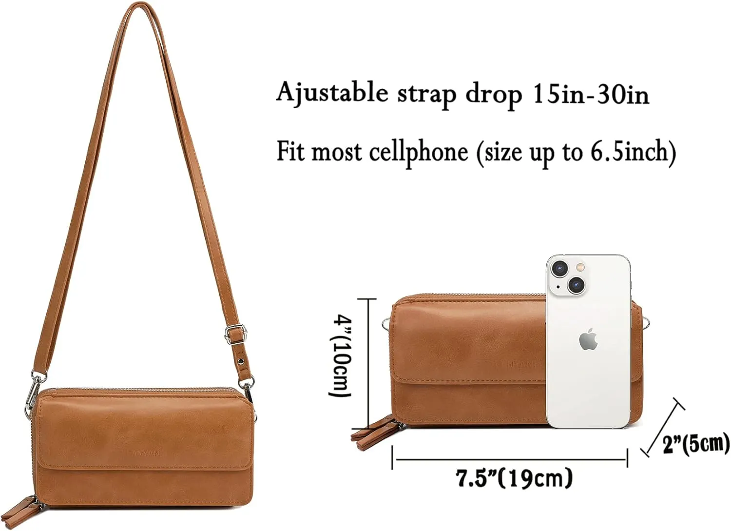 Lanyani RFID Crossbody Wallet Wristlet Purse with Phone Pocket For Women Vegan Leather