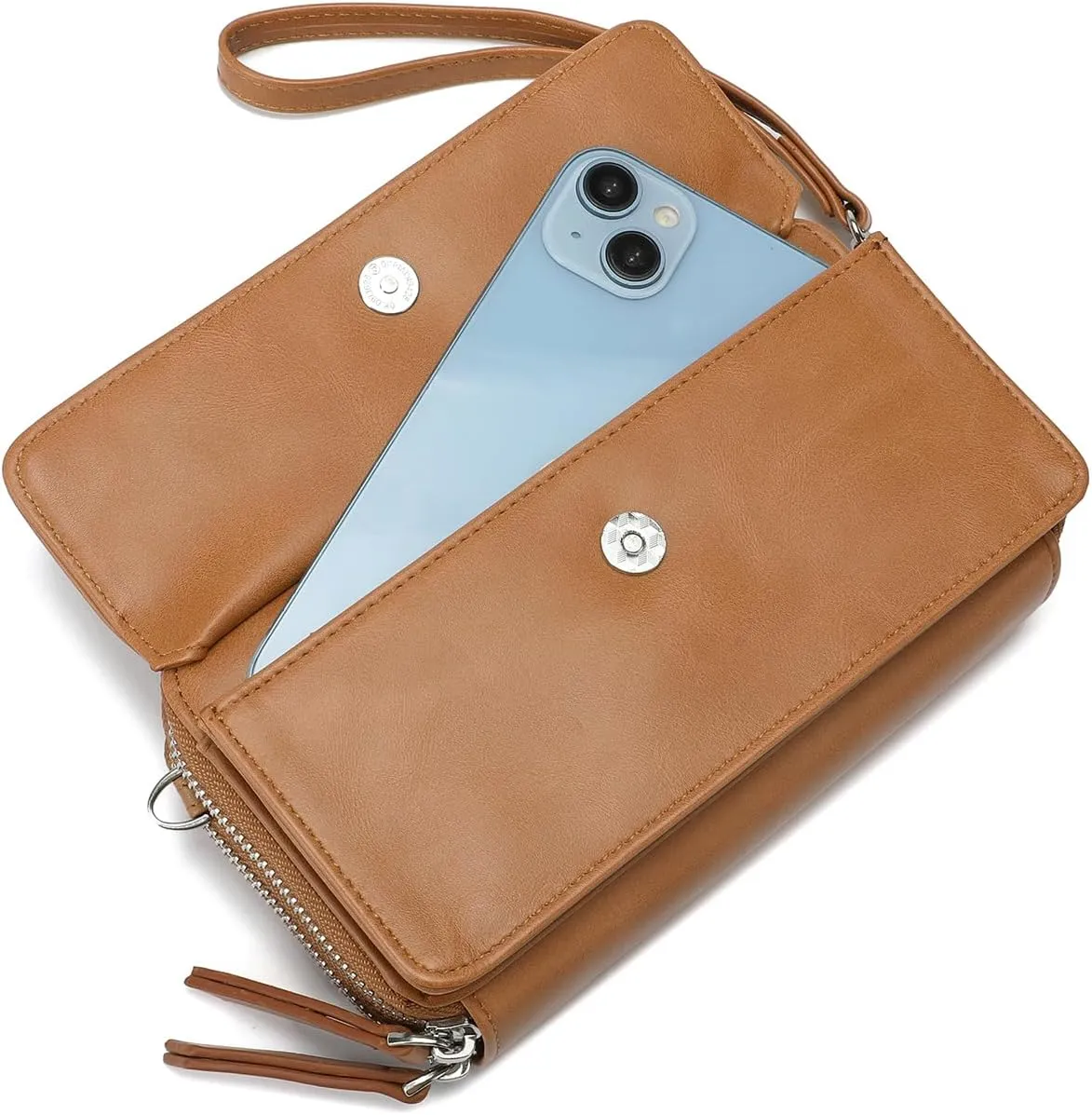 Lanyani RFID Crossbody Wallet Wristlet Purse with Phone Pocket For Women Vegan Leather