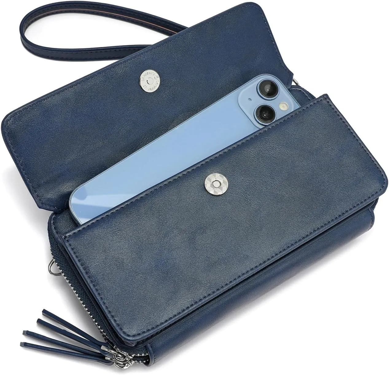 Lanyani RFID Crossbody Wallet Wristlet Purse with Phone Pocket For Women Vegan Leather
