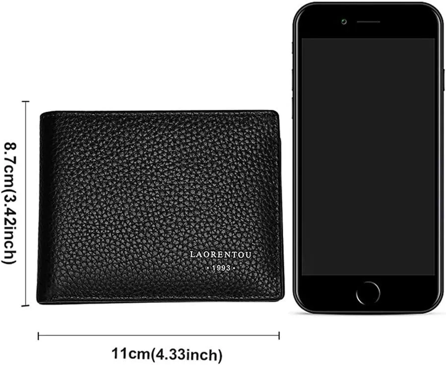 LAORENTOU Genuine Leather Wallets for Men, Gift Box Packing Men's Slim Wallets Credit Card Holders Casual Men Purses Gift for Father Day Gift for Mens Birthday