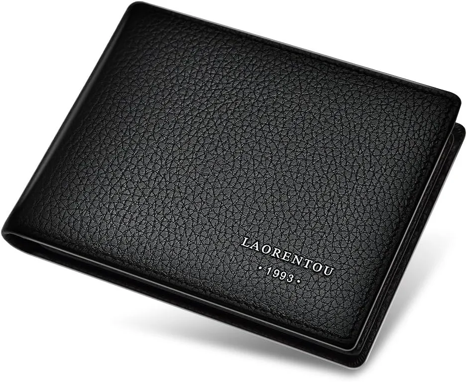 LAORENTOU Genuine Leather Wallets for Men, Gift Box Packing Men's Slim Wallets Credit Card Holders Casual Men Purses Gift for Father Day Gift for Mens Birthday