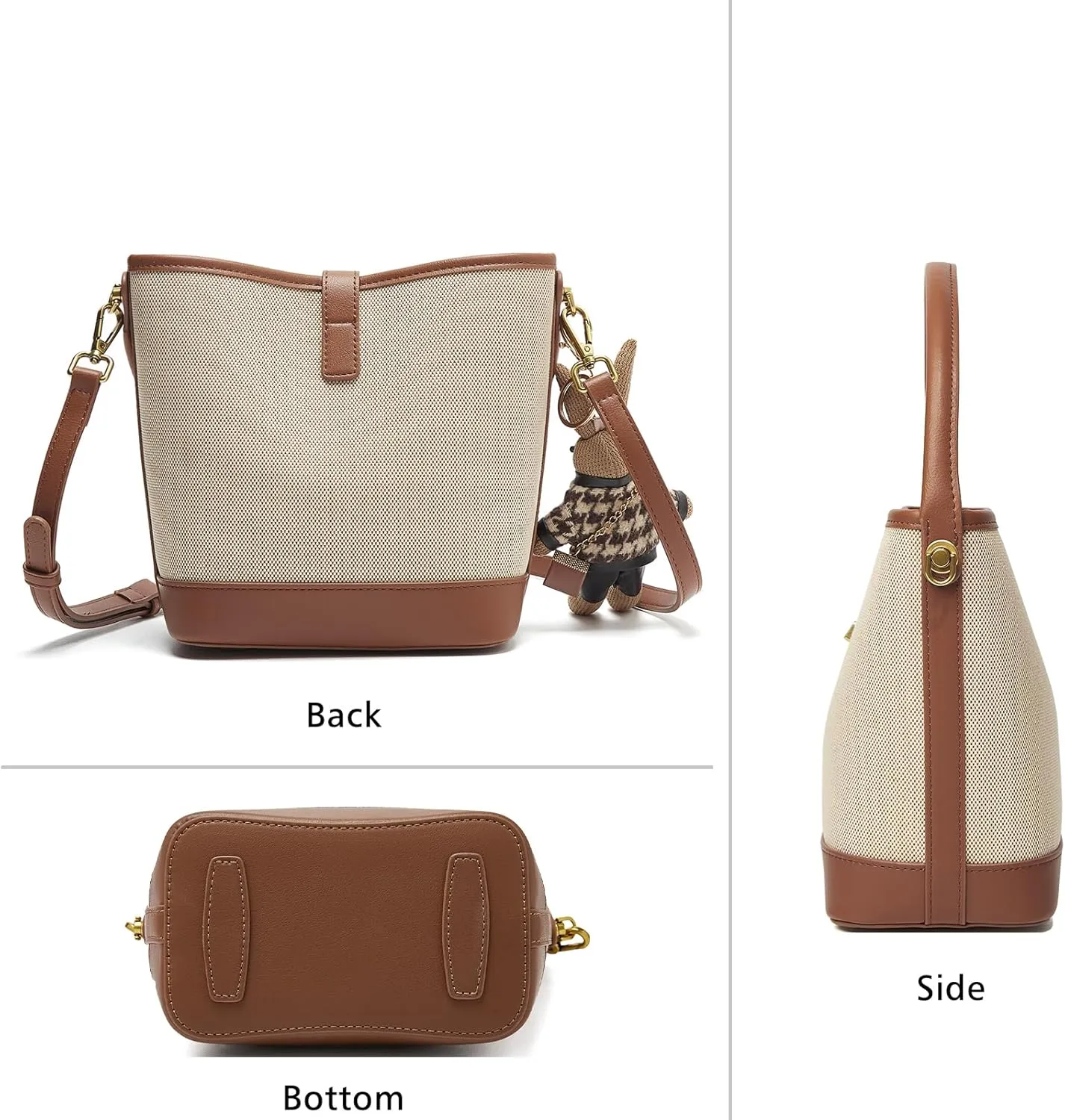 LAORENTOU Small Fabric Bucket Top-handle Crossbody Bag for Women Satchel Trendy Handbags Canvas