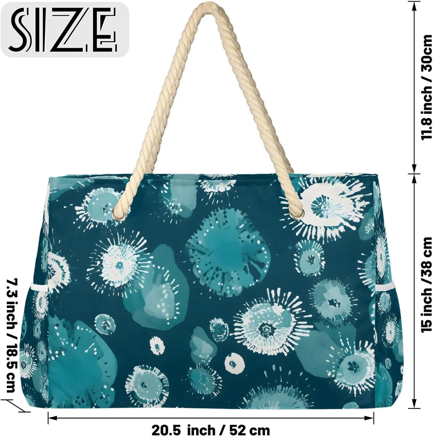 Large Beach Bags for Women and Men, Waterproof Tote with Zipper, Reusable Grocery Shopping Shoulder Bag