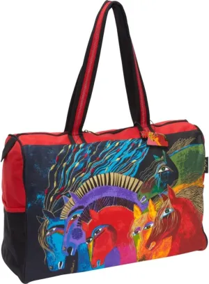 Laurel Burch 80366 Travel Bag Zipper Top 21"X8"X15", Wild Horses of Fire