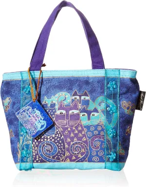 Laurel Burch Bag, 11 by 3 by 8-Inch, Indigo Cats, Medium Blue