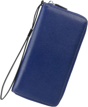 Lavemi Women's RFID Blocking 100% Leather Large Capacity Zip Around Wallet Phone Holder Clutch Travel Purse Wristlet