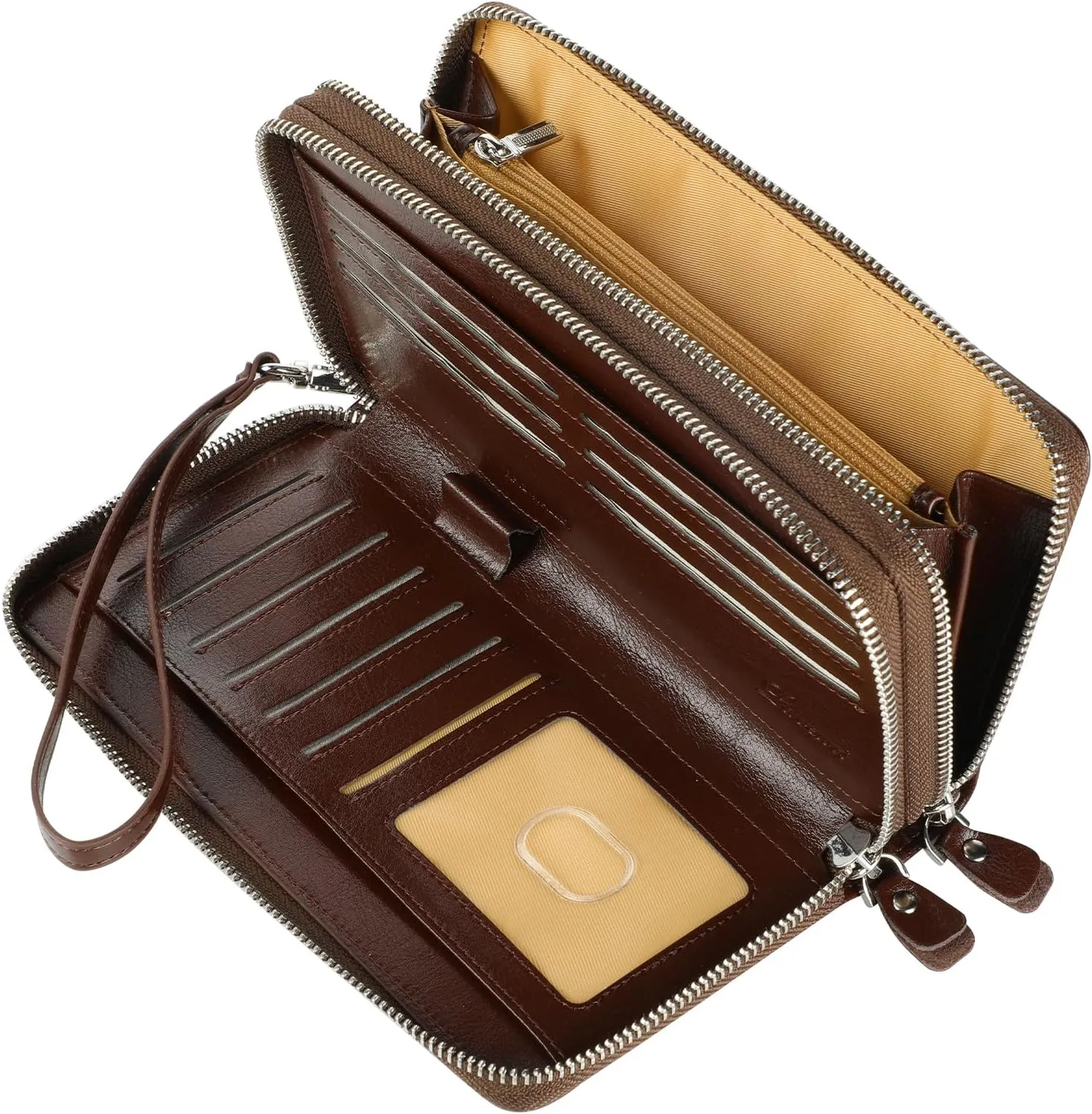 Lavemi Women's RFID Blocking 100% Leather Large Capacity Zip Around Wallet Phone Holder Clutch Travel Purse Wristlet