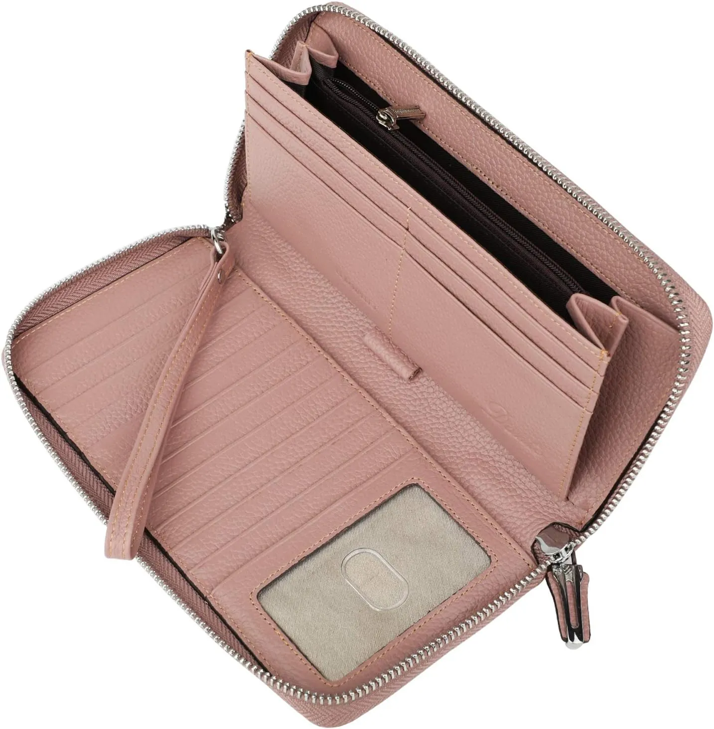 Lavemi Women's RFID Blocking 100% Leather Large Capacity Zip Around Wallet Phone Holder Clutch Travel Purse Wristlet